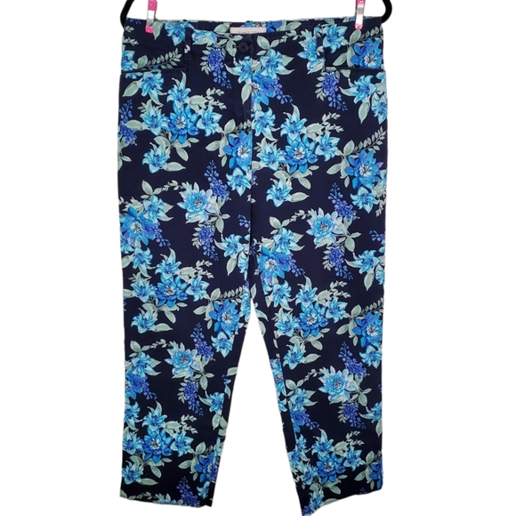 Talbots Blue Floral Print Classic Cropped Pants Size 10 - Picture 5 of 15